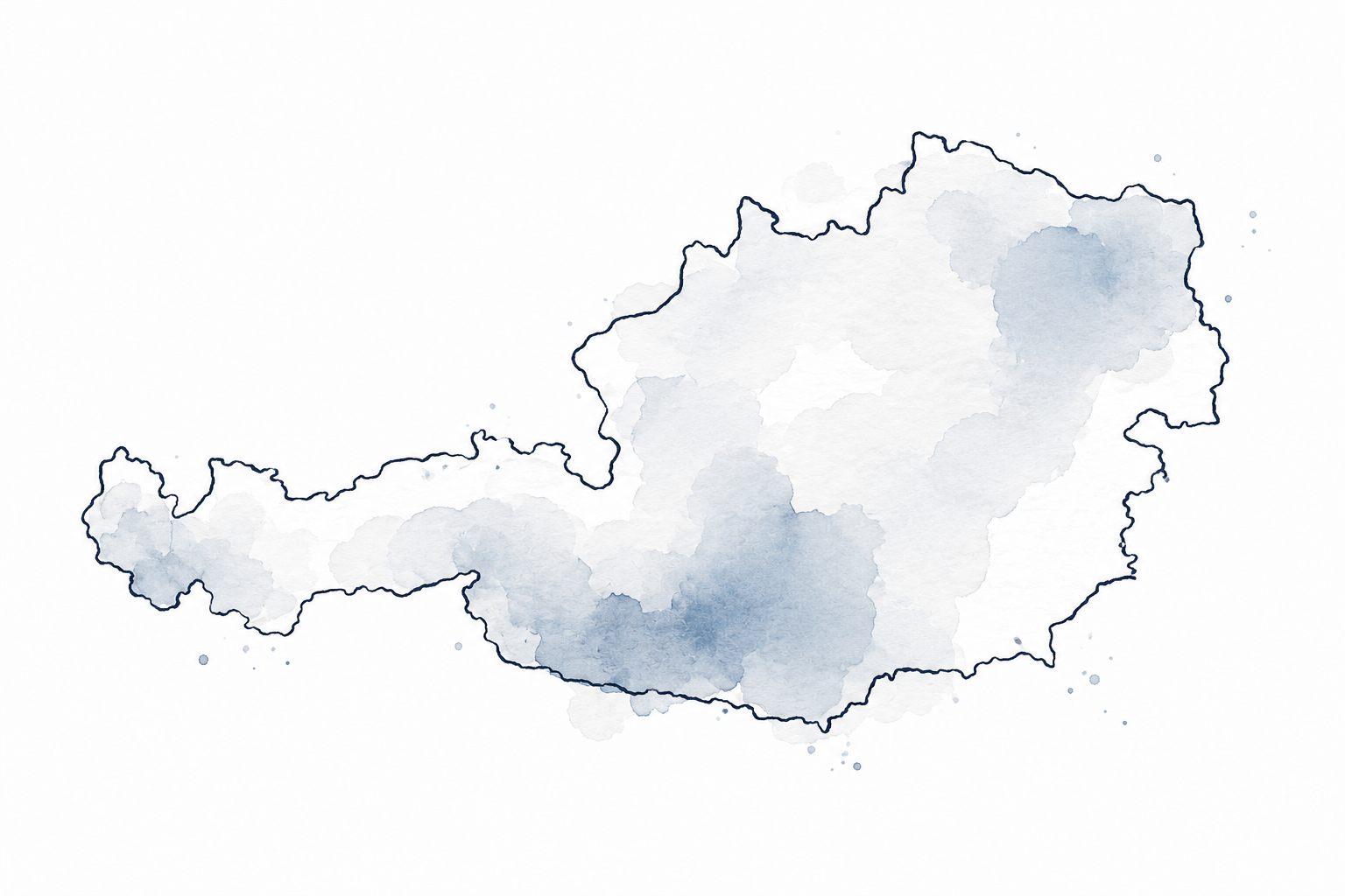 Skizze einer Österreichkarte mit Aquarell-Effekt