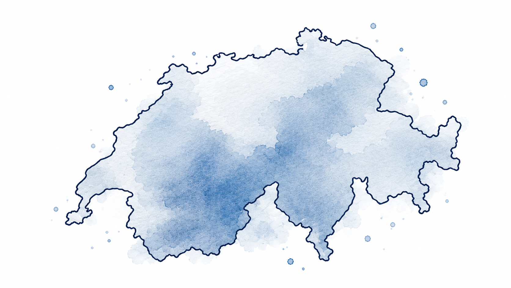 Skizze einer Karte der Schweiz mit Aquarell-Effekt