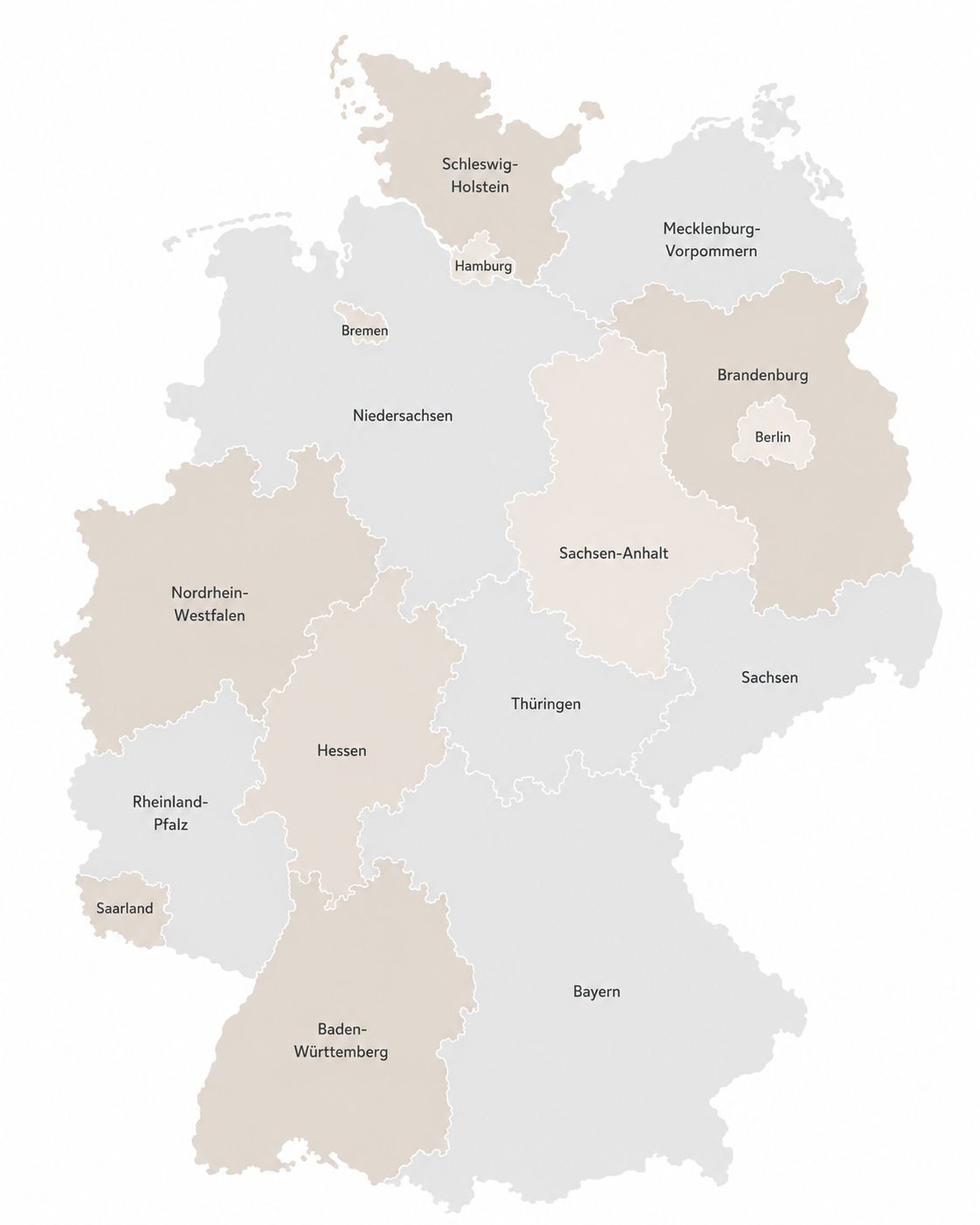 Deutschland Karte mit 16 klickbaren Bundesländern